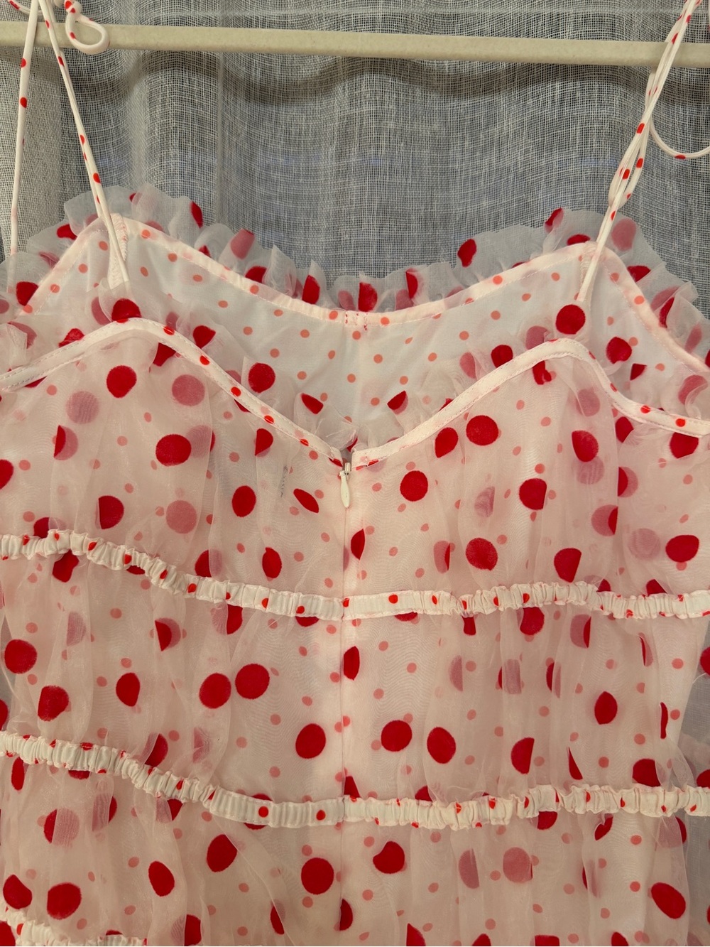 NWT For Love & Lemons Sheer Mini Dress with Red Polka Dots - Picture 6 of 7